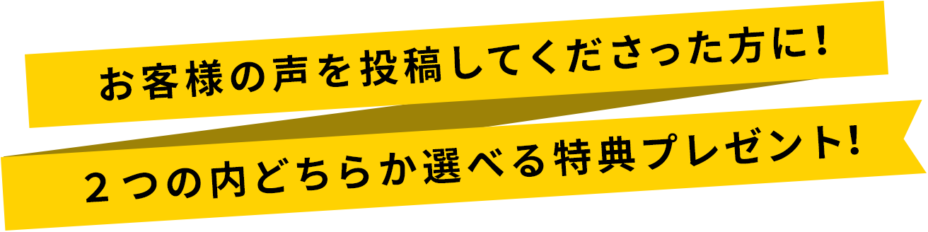お客様の声を投稿してくださった方に! 2つの内どちらか選べる特典プレゼント!2つの内どちらか選べる特典プレゼント!
