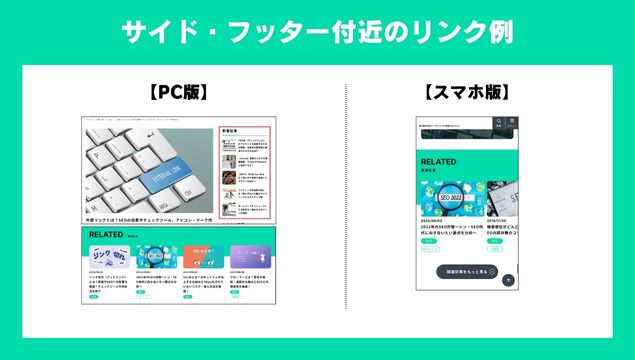 当メディアのサイド・フッター付近のリンク例