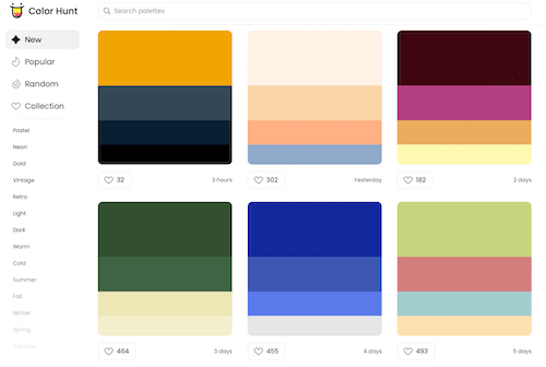 Color Huntのカラーパレット