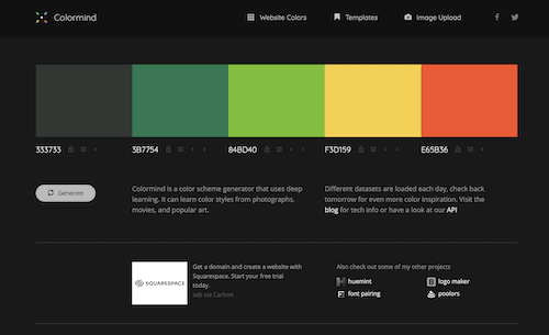 Colormindのサイトトップ