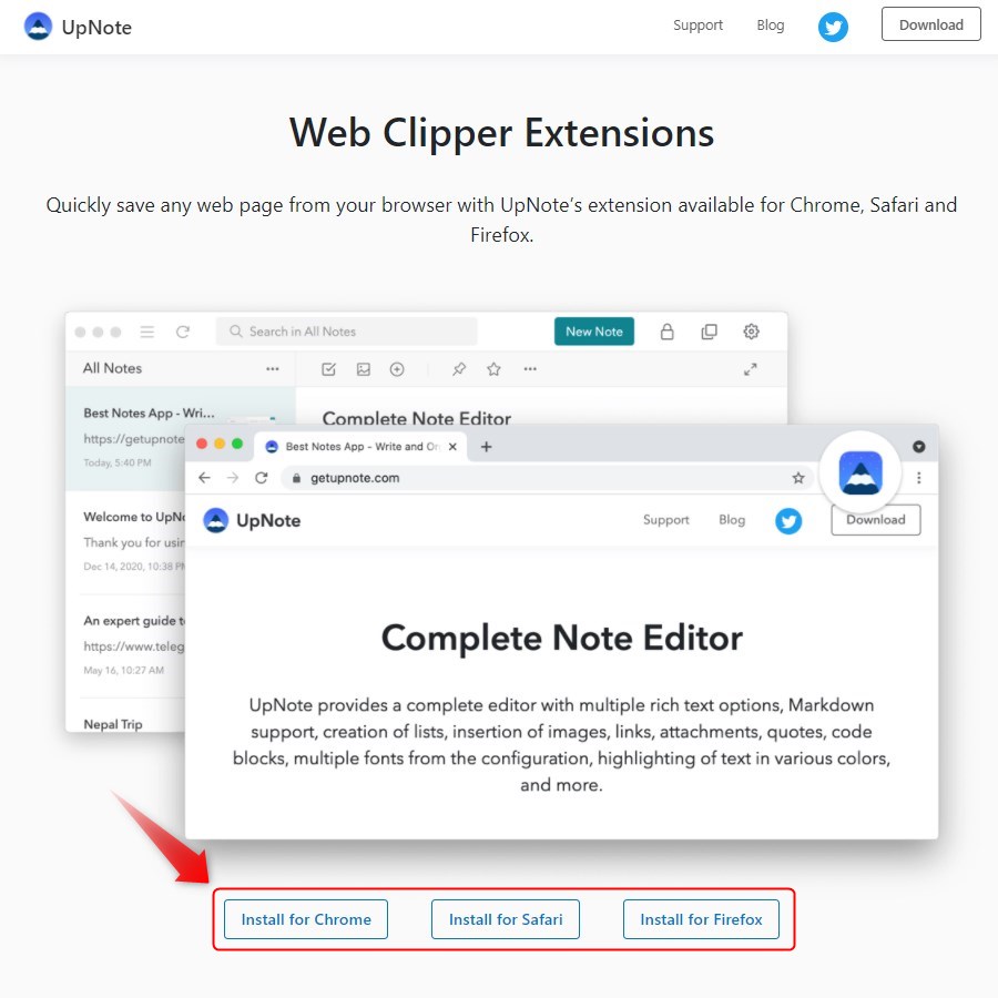 UpNoteのWebクリッパー機能の使い方1
