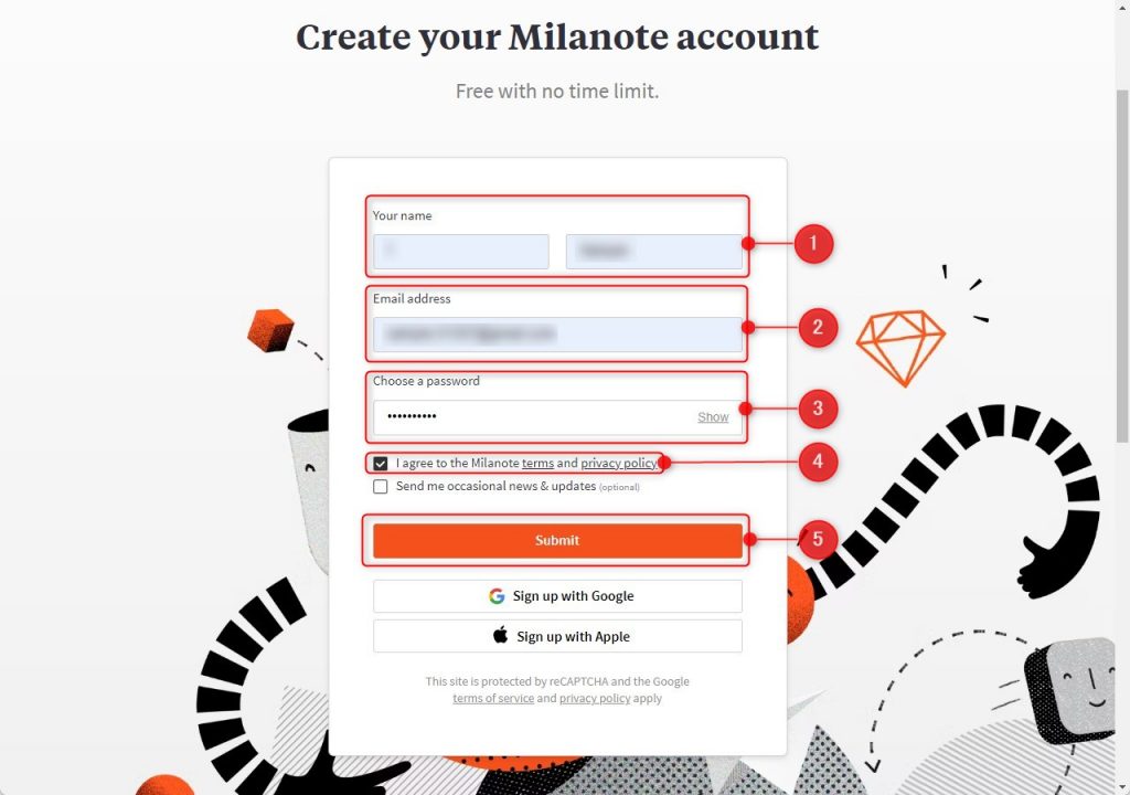 Milanoteのアカウント作成方法2