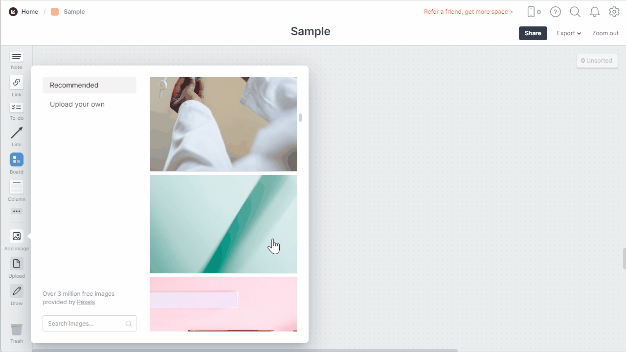 MilanoteのAdd imageの使い方2
