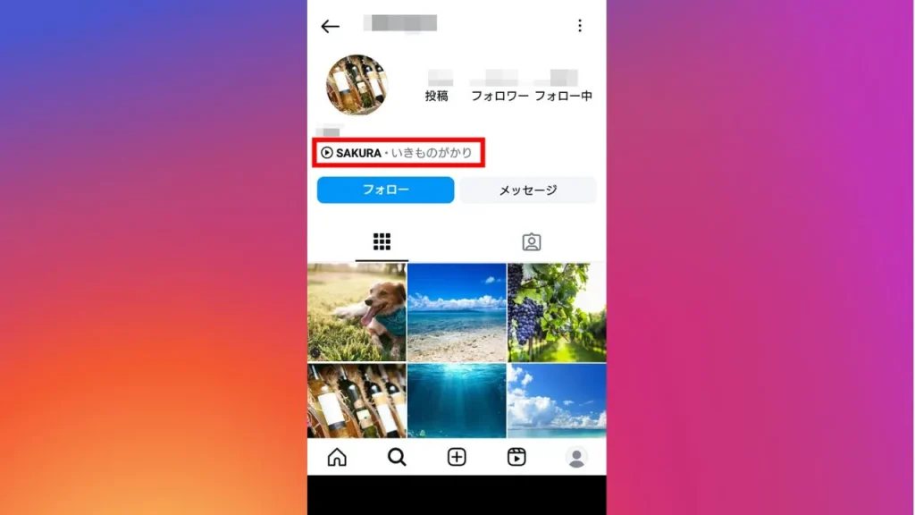 プロフィールに設定されている音楽のスクショ画像