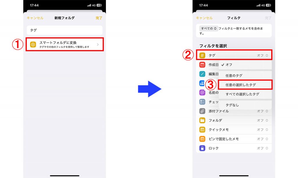 iPhoneメモアプリのタグ設定方法2