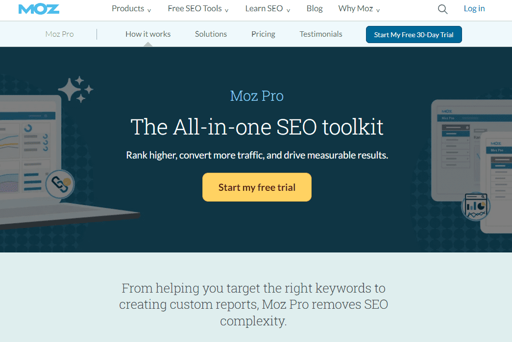 Moz Proのサイトトップ