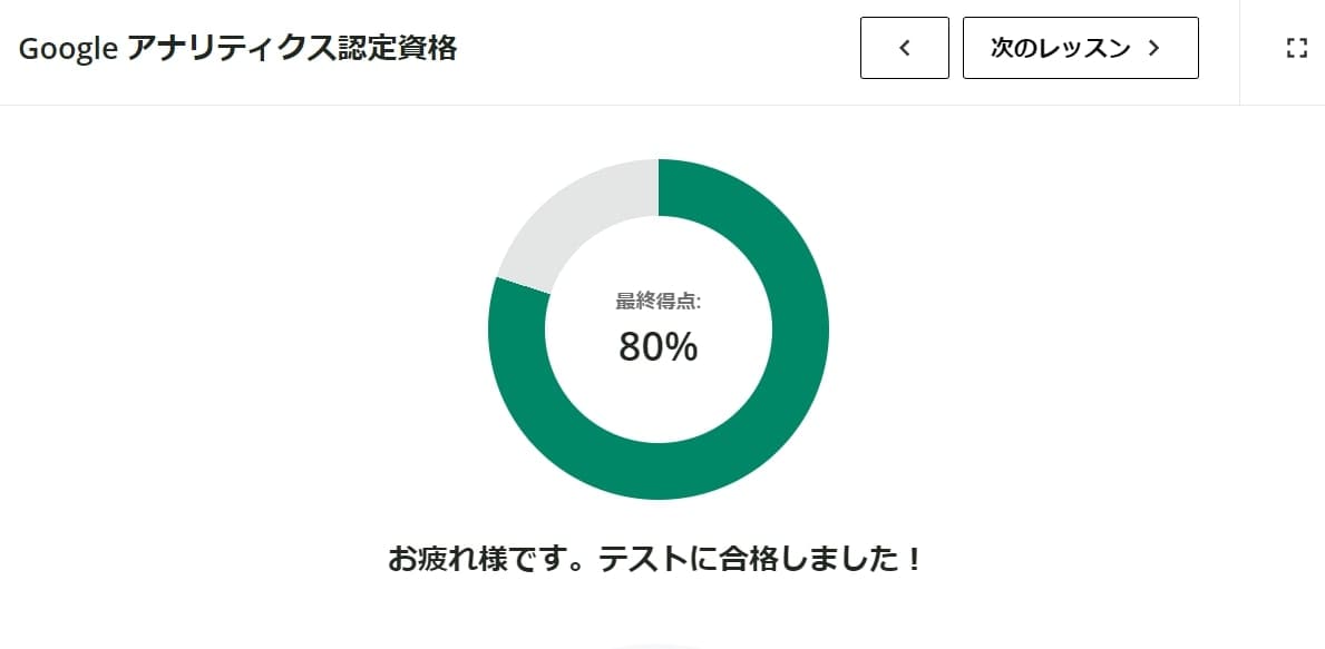 Google アナリティクス認定資格 合格ライン