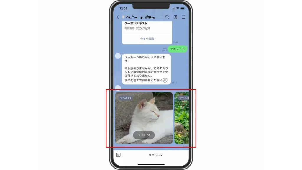 LINE公式のメッセージ配信で送信できる機能「カードタイプメッセージ」
