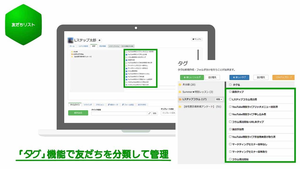 友だちリスト(タグ管理)