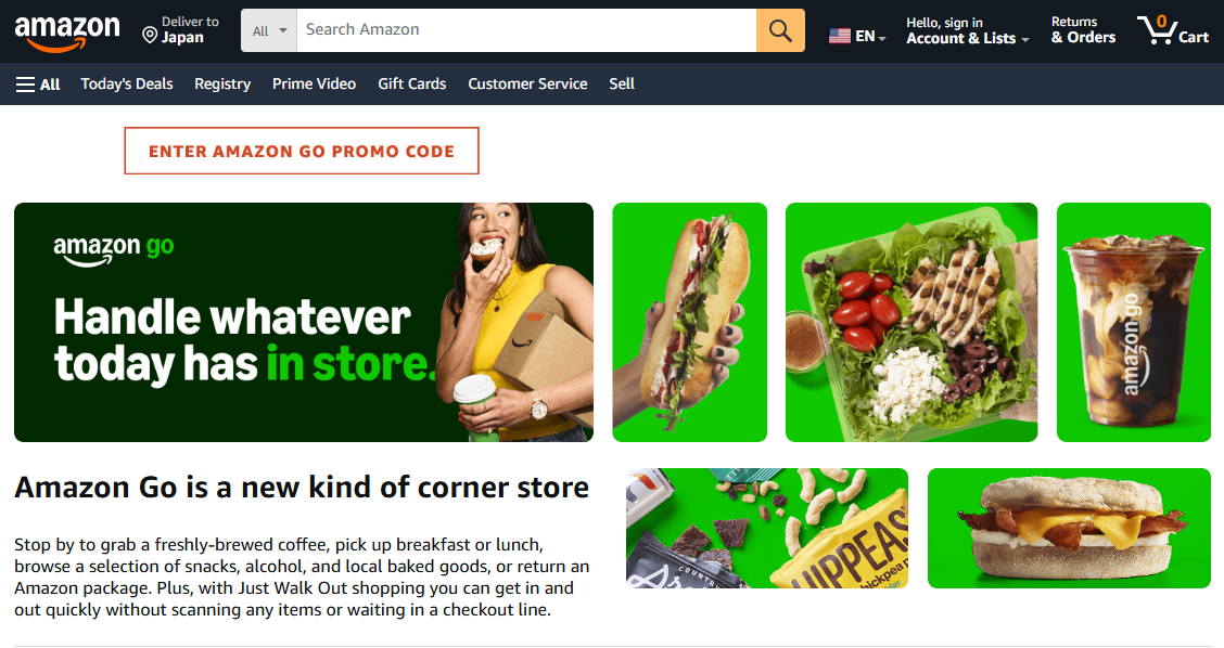 Amazon Goのサイトスクショ