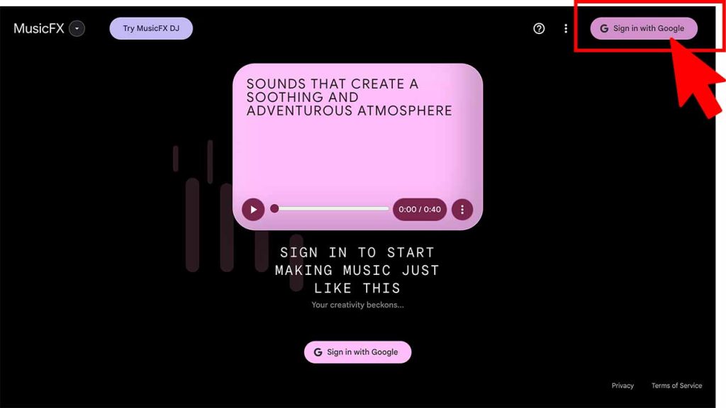 公式サイトにアクセスして「Sign Up with Google」をクリック
